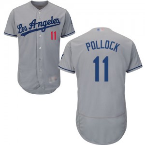 Authentic Men's A. J. Pollock Grey Road Jersey - #11 Baseball Los Angeles Dodgers Flex Base