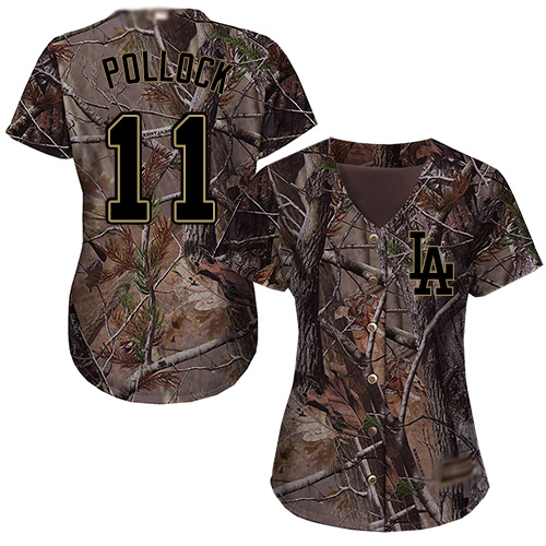 Authentic Women's A. J. Pollock Camo Jersey - #11 Baseball Los Angeles Dodgers Flex Base Realtree Collection