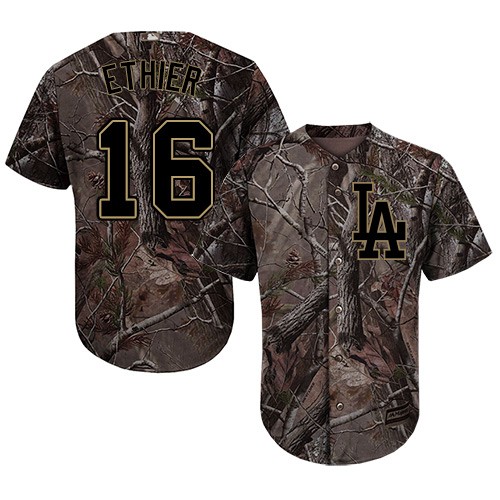 Authentic Men's Andre Ethier Camo Jersey - #16 Baseball Los Angeles Dodgers Flex Base Realtree Collection