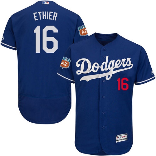 Men's Los Angeles Dodgers #16 Andre Ethier Authentic Royal Blue Alternate Cool Base Baseball Jersey