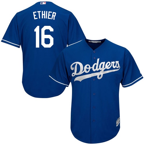 Men's Los Angeles Dodgers #16 Andre Ethier Replica Royal Blue Alternate Cool Base Baseball Jersey