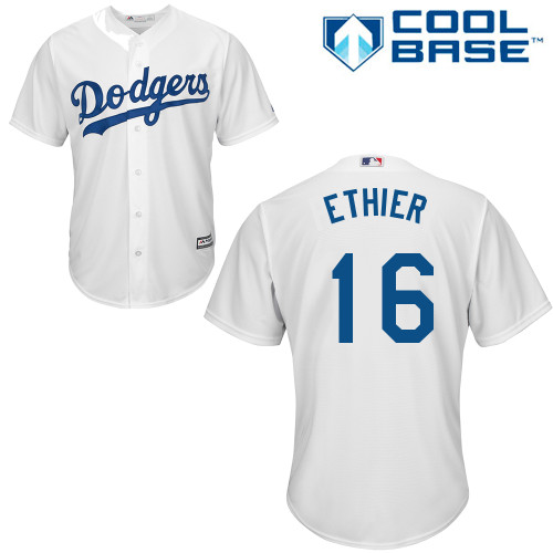 Men's Los Angeles Dodgers #16 Andre Ethier Replica White Home Cool Base Baseball Jersey