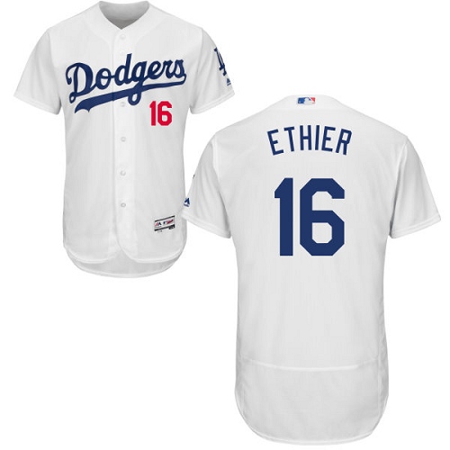 Men's Los Angeles Dodgers #16 Andre Ethier White Home Flex Base Authentic Collection Baseball Jersey