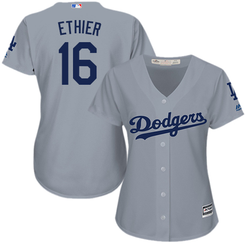 Women's Los Angeles Dodgers #16 Andre Ethier Authentic Grey Road Cool Base Baseball Jersey