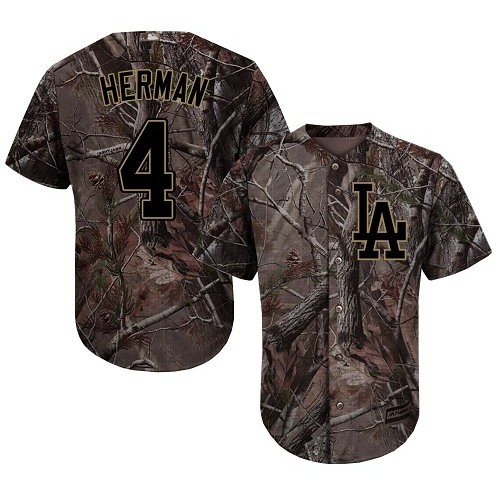 Authentic Men's Babe Herman Camo Jersey - #4 Baseball Los Angeles Dodgers Flex Base Realtree Collection