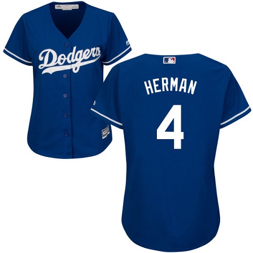 Women's Los Angeles Dodgers #4 Babe Herman Authentic Royal Blue Alternate Cool Base Baseball Jersey