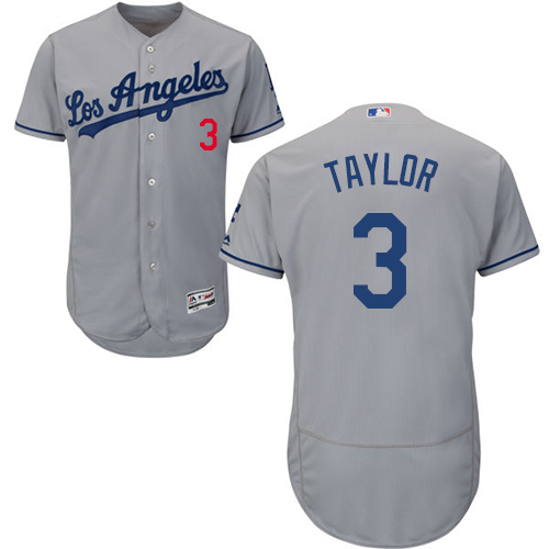 Authentic Men's Chris Taylor Grey Road Jersey - #3 Baseball Los Angeles Dodgers Flex Base