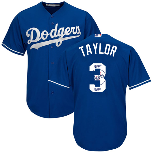 Authentic Men's Chris Taylor Royal Blue Jersey - #3 Baseball Los Angeles Dodgers Cool Base Team Logo Fashion