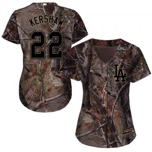 Authentic Women's Clayton Kershaw Camo Jersey - #22 Baseball Los Angeles Dodgers Flex Base Realtree Collection