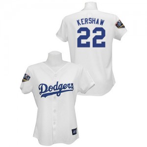 Authentic Women's Clayton Kershaw White Home Jersey - #22 Baseball Los Angeles Dodgers 2018 World Series