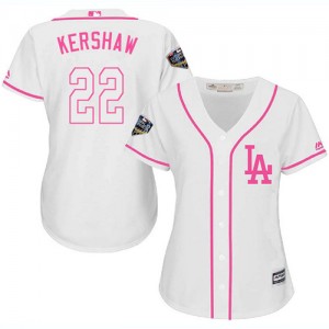 Authentic Women's Clayton Kershaw White Jersey - #22 Baseball Los Angeles Dodgers 2018 World Series Cool Base Fashion