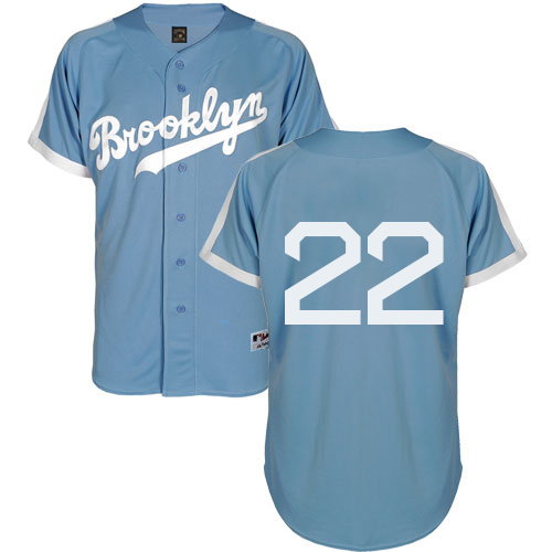 Men's Los Angeles Dodgers #22 Clayton Kershaw Authentic Light Blue Cooperstown Baseball Jersey