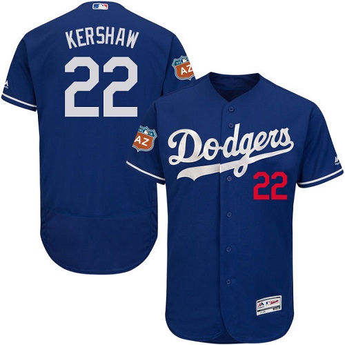 Men's Los Angeles Dodgers #22 Clayton Kershaw Authentic Royal Blue Alternate Cool Base Baseball Jersey