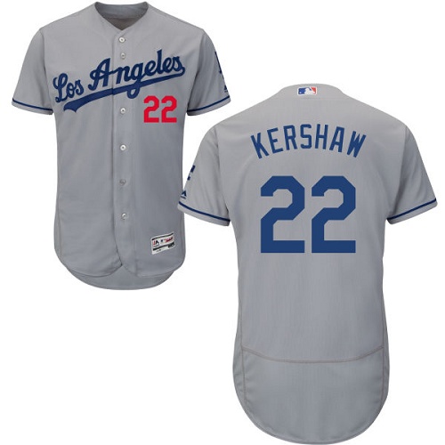 Men's Los Angeles Dodgers #22 Clayton Kershaw Grey Flexbase Authentic Collection Baseball Jersey
