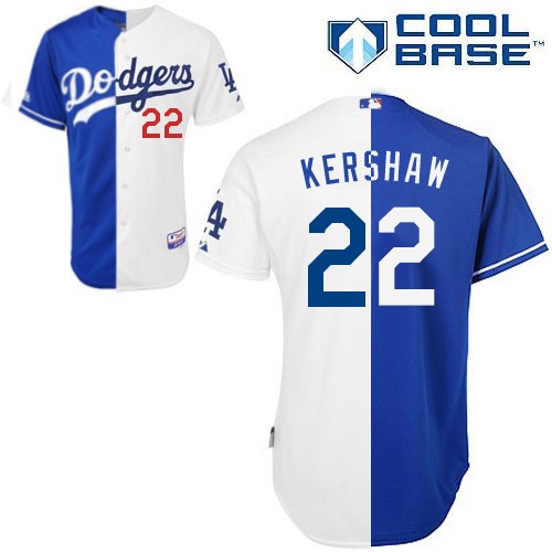 Men's Los Angeles Dodgers #22 Clayton Kershaw Replica Blue/White Cool Base Baseball Jersey