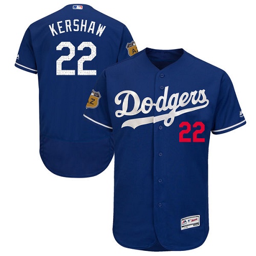 Men's Los Angeles Dodgers #22 Clayton Kershaw Royal Blue 2017 Spring Training Authentic Collection Flex Base Baseball Jersey