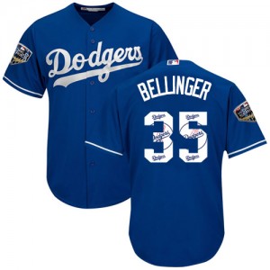 Authentic Men's Cody Bellinger Royal Blue Jersey - #35 Baseball Los Angeles Dodgers 2018 World Series Cool Base Team Logo Fashion