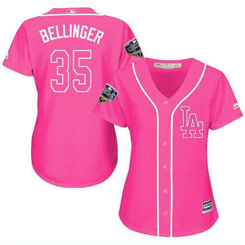 Authentic Women's Cody Bellinger Pink Jersey - #35 Baseball Los Angeles Dodgers 2018 World Series Cool Base Fashion