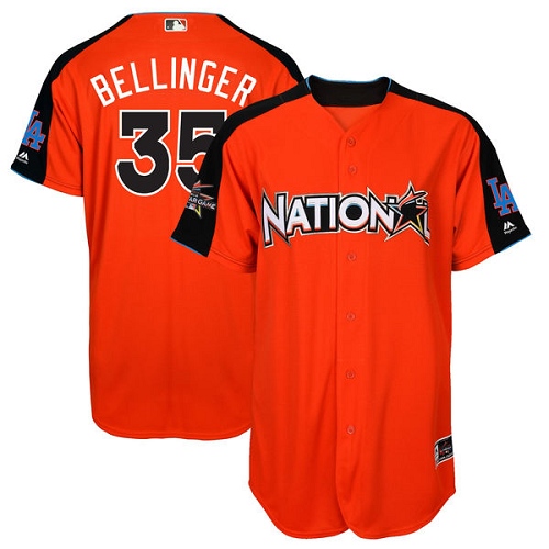 Men's Los Angeles Dodgers #35 Cody Bellinger Authentic Orange National League 2017 Baseball All-Star Baseball Jersey