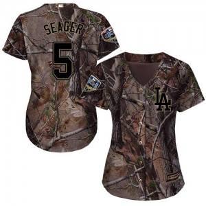 Authentic Women's Corey Seager Camo Jersey - #5 Baseball Los Angeles Dodgers 2018 World Series Flex Base Realtree Collection
