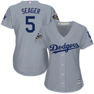 Authentic Women's Corey Seager Grey Road Jersey - #5 Baseball Los Angeles Dodgers 2018 World Series Cool Base