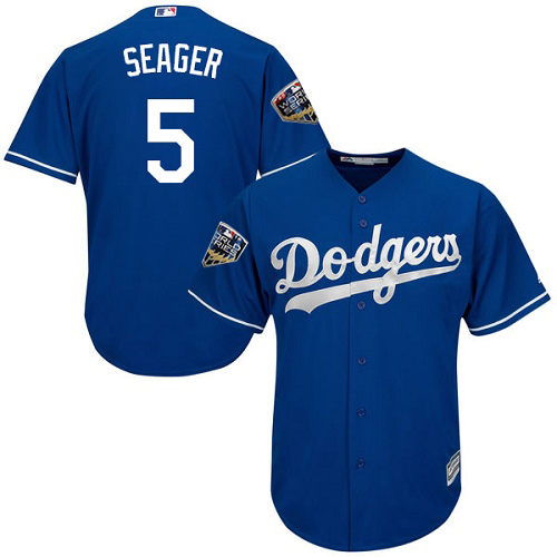 Authentic Youth Corey Seager Royal Blue Alternate Jersey - #5 Baseball Los Angeles Dodgers 2018 World Series Cool Base
