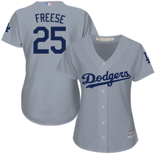 Authentic Women's David Freese Grey Road Jersey - #25 Baseball Los Angeles Dodgers Cool Base