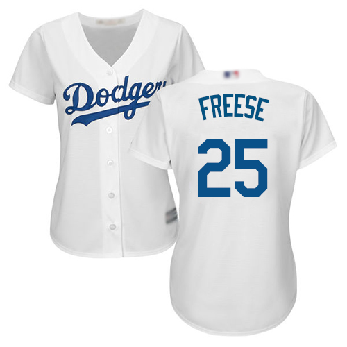 Authentic Women's David Freese White Home Jersey - #25 Baseball Los Angeles Dodgers Cool Base