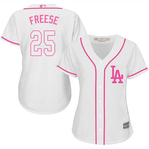Authentic Women's David Freese White Jersey - #25 Baseball Los Angeles Dodgers Cool Base Fashion