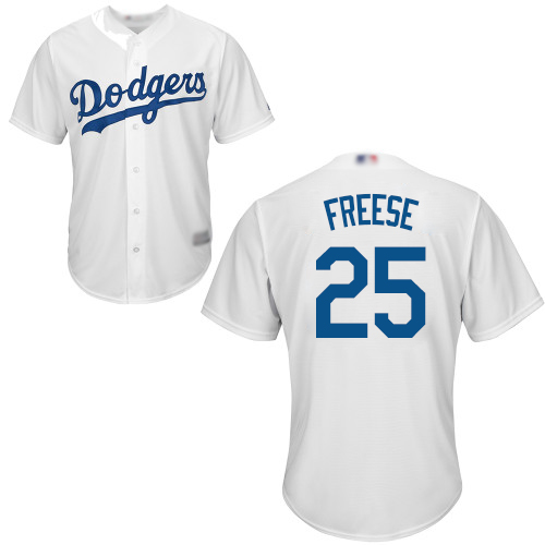 Authentic Youth David Freese White Home Jersey - #25 Baseball Los Angeles Dodgers Cool Base
