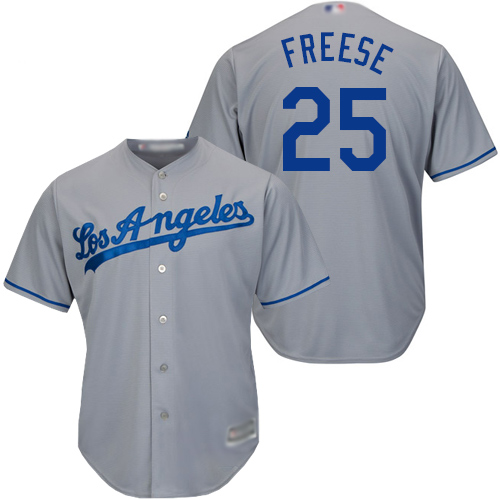 Replica Men's David Freese Grey Road Jersey - #25 Baseball Los Angeles Dodgers Cool Base