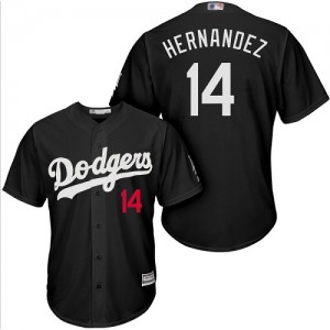 Authentic Men's Enrique Hernandez Black Jersey - #14 Baseball Los Angeles Dodgers Cool Base Turn Back The Clock