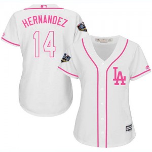 Authentic Women's Enrique Hernandez White Jersey - #14 Baseball Los Angeles Dodgers 2018 World Series Cool Base Fashion