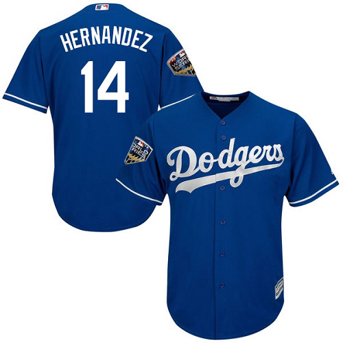 Authentic Youth Enrique Hernandez Royal Blue Alternate Jersey - #14 Baseball Los Angeles Dodgers 2018 World Series Cool Base