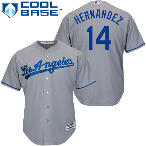Men's Los Angeles Dodgers #14 Enrique Hernandez Replica Grey Road Cool Base Baseball Jersey