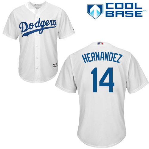 Men's Los Angeles Dodgers #14 Enrique Hernandez Replica White Home Cool Base Baseball Jersey