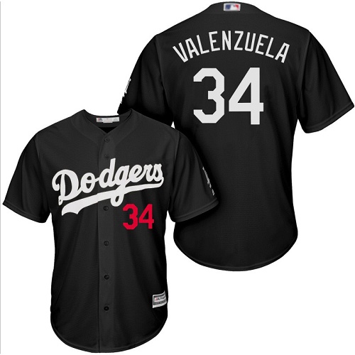 Authentic Men's Fernando Valenzuela Black Jersey - #34 Baseball Los Angeles Dodgers Cool Base Turn Back The Clock