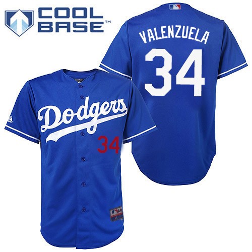 Men's Los Angeles Dodgers #34 Fernando Valenzuela Authentic Royal Blue Cool Base Baseball Jersey