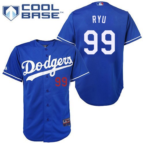 Men's Los Angeles Dodgers #99 Hyun-Jin Ryu Authentic Royal Blue Cool Base Baseball Jersey