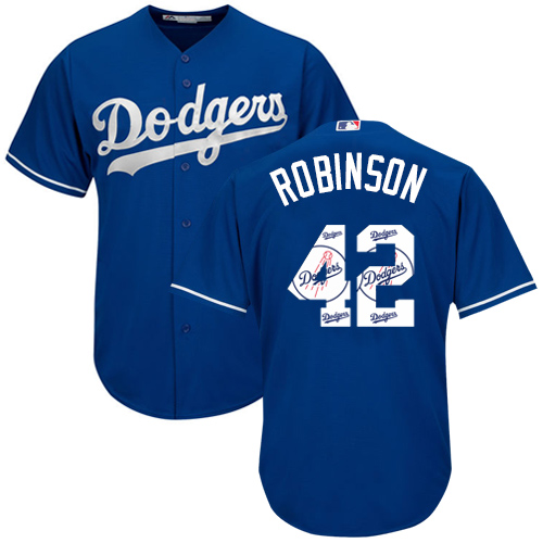 Men's Los Angeles Dodgers #42 Jackie Robinson Authentic Royal Blue Team Logo Fashion Cool Base Baseball Jersey