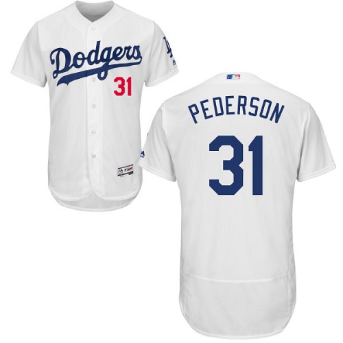 Men's Los Angeles Dodgers #31 Joc Pederson White Home Flex Base Authentic Collection Baseball Jersey