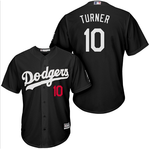 Authentic Men's Justin Turner Black Jersey - #10 Baseball Los Angeles Dodgers Cool Base Turn Back The Clock