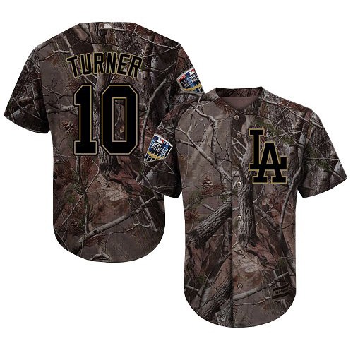 Authentic Men's Justin Turner Camo Jersey - #10 Baseball Los Angeles Dodgers 2018 World Series Flex Base Realtree Collection