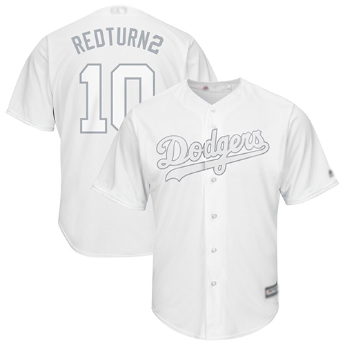 Authentic Men's Justin Turner White Jersey - #10 Baseball Los Angeles Dodgers 