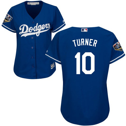 Authentic Women's Justin Turner Royal Blue Alternate Jersey - #10 Baseball Los Angeles Dodgers 2018 World Series Cool Base