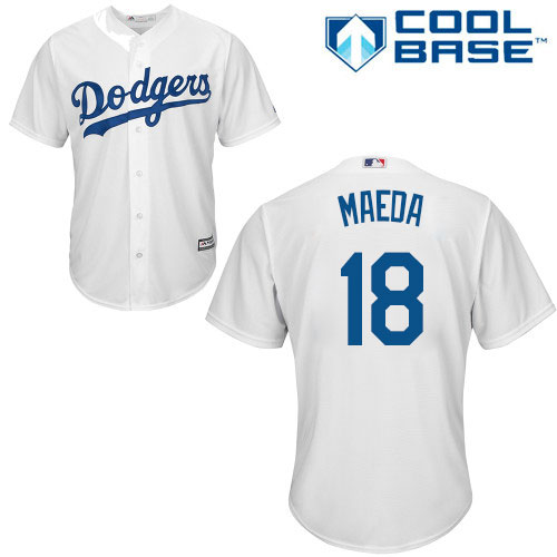 Men's Los Angeles Dodgers #18 Kenta Maeda Replica White Home Cool Base Baseball Jersey