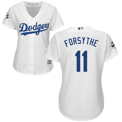 Replica Women's Logan Forsythe White Home Jersey - #11 Baseball Los Angeles Dodgers 2017 World Series Bound Cool Base