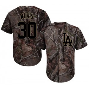 Authentic Men's Maury Wills Camo Jersey - #30 Baseball Los Angeles Dodgers Flex Base Realtree Collection
