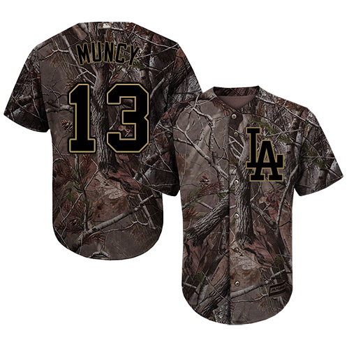 Authentic Men's Max Muncy Camo Jersey - #13 Baseball Los Angeles Dodgers Flex Base Realtree Collection