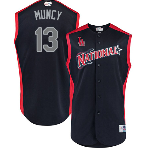 Authentic Men's Max Muncy Navy Blue Jersey - #13 Baseball Los Angeles Dodgers National League 2019 All-Star